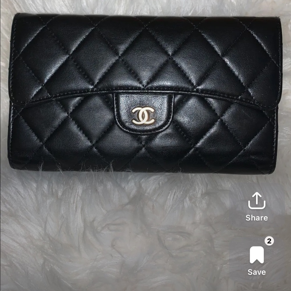 Chanel quilted trifold wallet